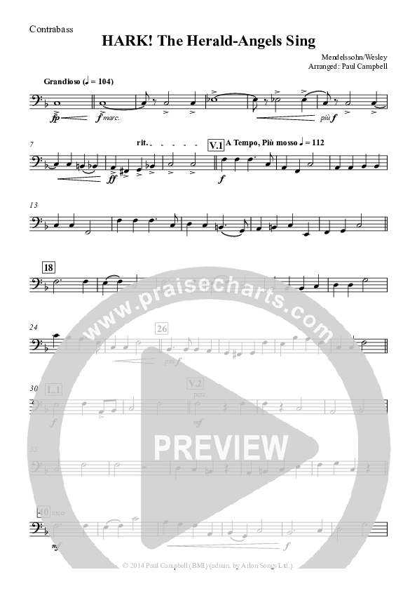 Hark The Herald-Angels Sing (with Fanfare and Descant) Contrabass (The New Irish Choir And Orchestra)