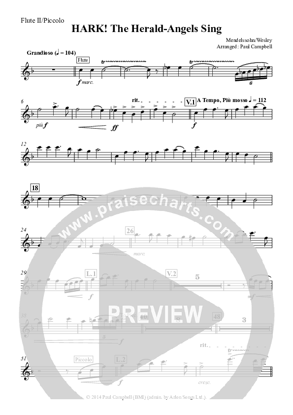 Hark The Herald-Angels Sing (with Fanfare and Descant) Flute/Piccolo (The New Irish Choir And Orchestra)