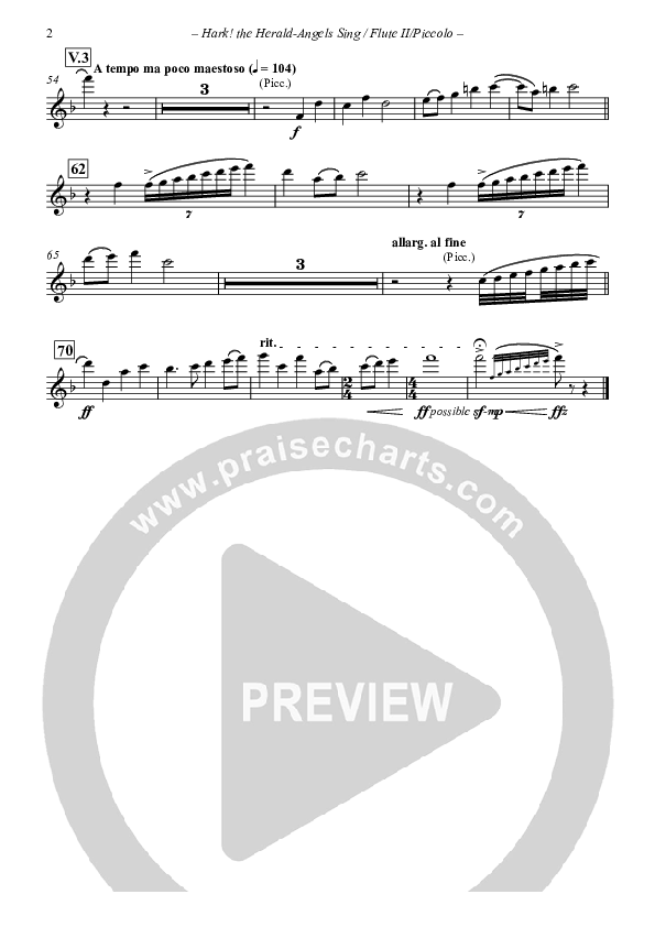 Hark The Herald-Angels Sing (with Fanfare and Descant) Flute/Piccolo (The New Irish Choir And Orchestra)