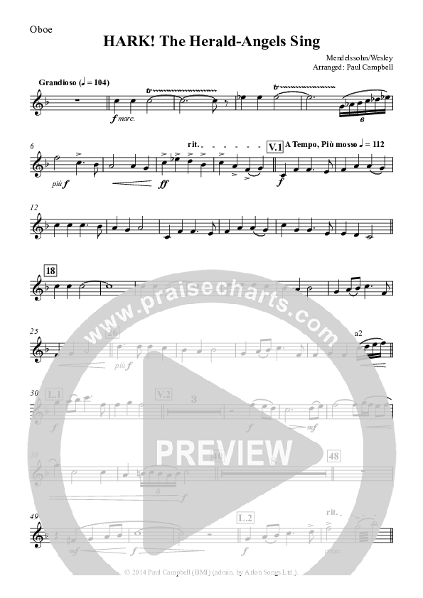 Hark The Herald-Angels Sing (with Fanfare and Descant) Oboe (The New Irish Choir And Orchestra)