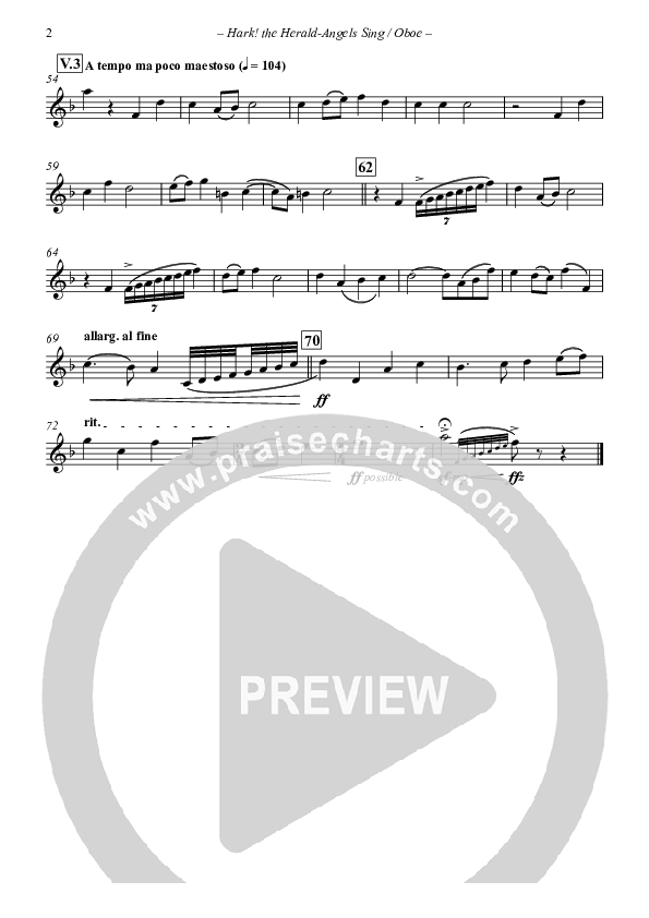 Hark The Herald-Angels Sing (with Fanfare and Descant) Oboe (The New Irish Choir And Orchestra)