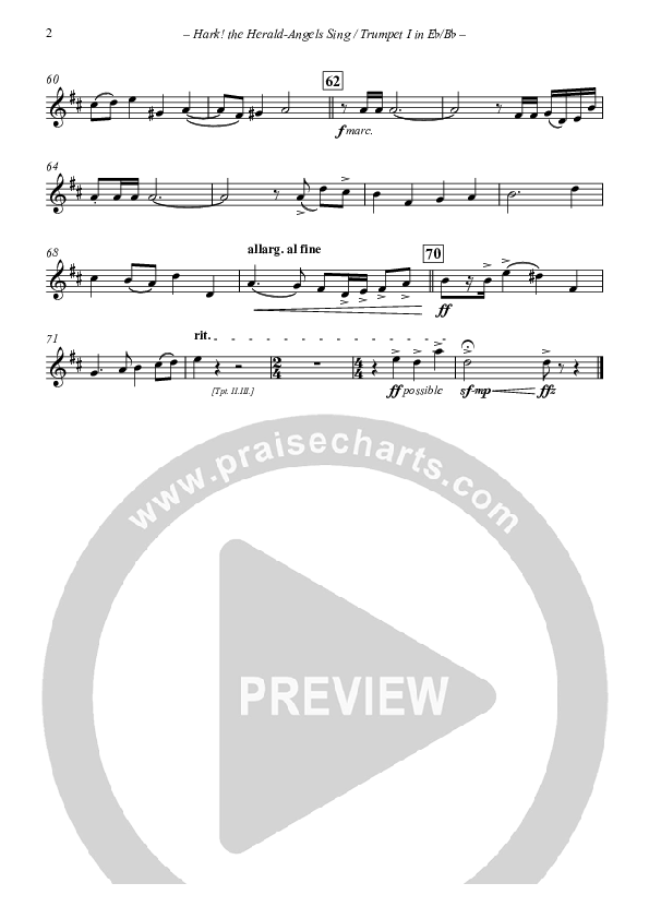 Hark The Herald-Angels Sing (with Fanfare and Descant) Trumpet 1 (The New Irish Choir And Orchestra)