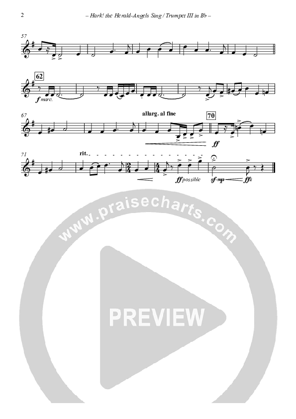 Hark The Herald-Angels Sing (with Fanfare and Descant) Trumpet 3 (The New Irish Choir And Orchestra)