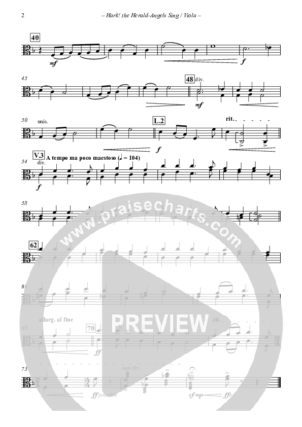 Hark The Herald-Angels Sing (with Fanfare and Descant) Viola (The New Irish Choir And Orchestra)