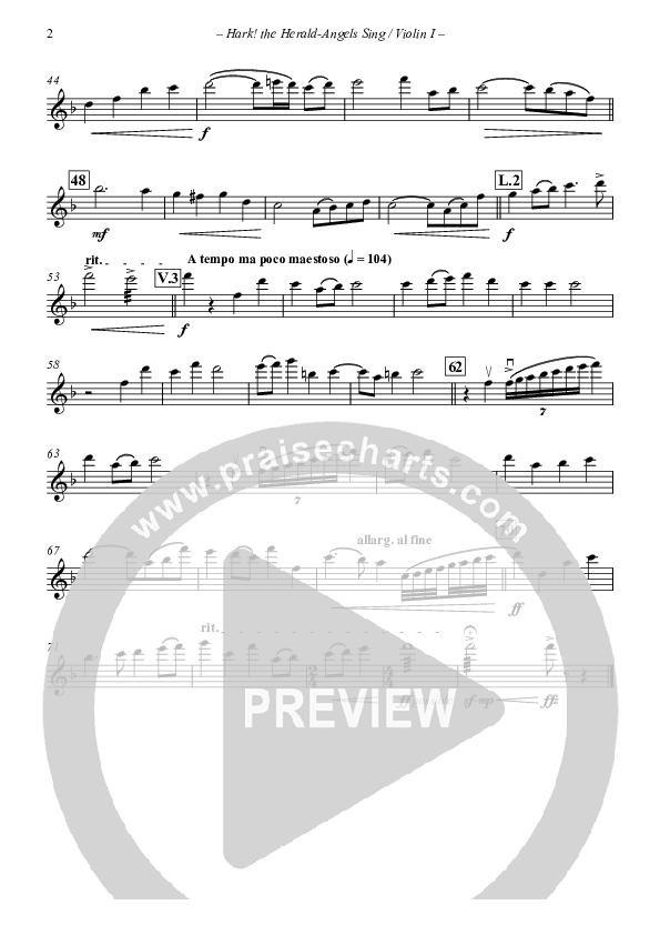 Hark The Herald-Angels Sing (with Fanfare and Descant) Violin 1 (The New Irish Choir And Orchestra)