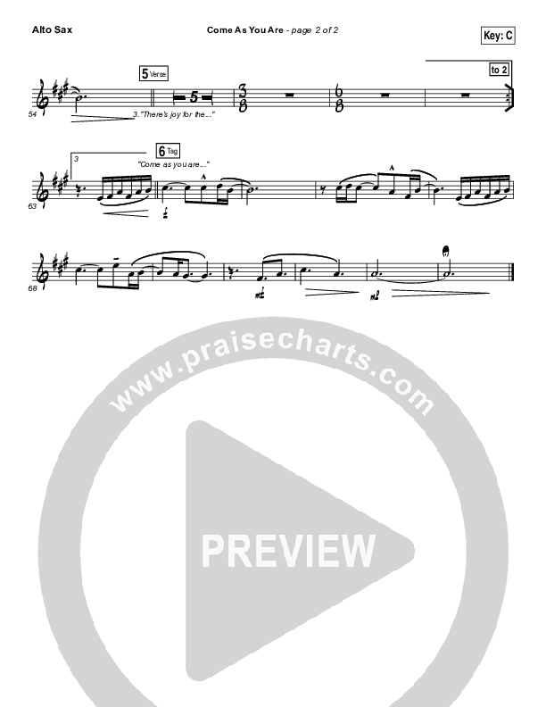 Come As You Are Alto Sax (David Crowder)