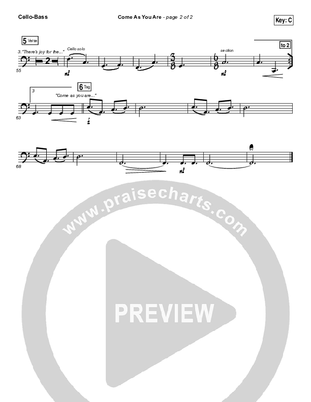 Come As You Are Cello/Bass (David Crowder)