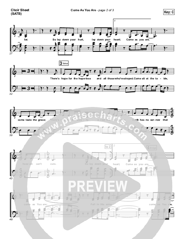 Come As You Are Choir Sheet (SATB) (David Crowder)
