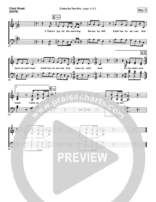 Come As You Are Choir Sheet (SATB) (David Crowder)