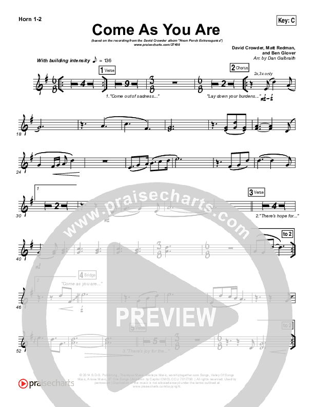 Come As You Are French Horn 1/2 (David Crowder)