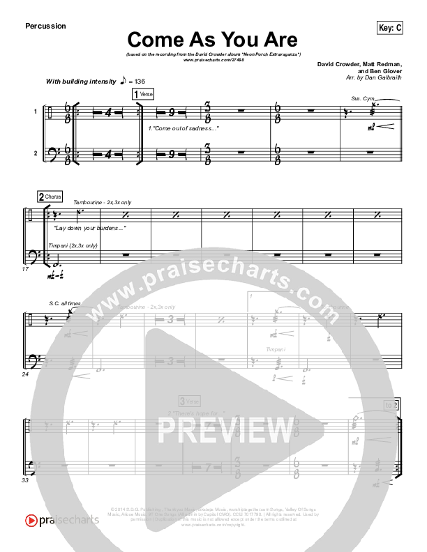 Come As You Are Percussion (David Crowder)