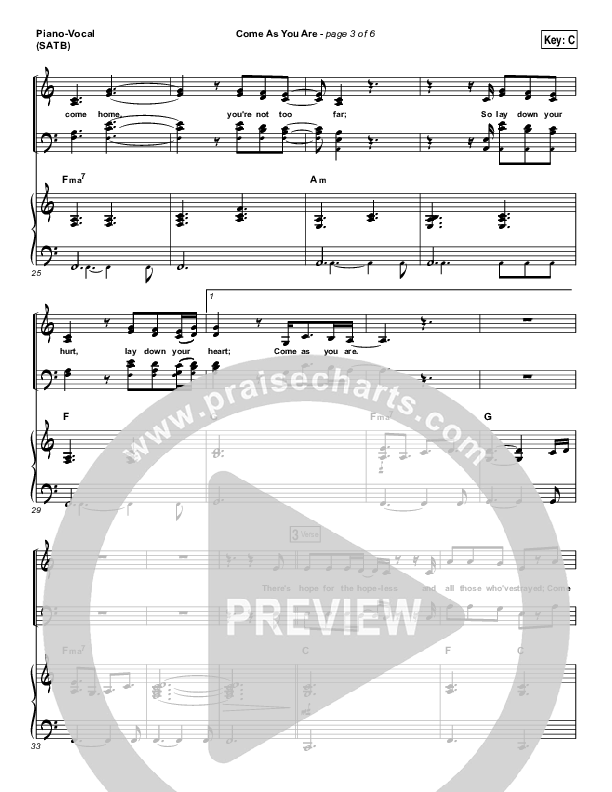 Come As You Are Piano/Vocal (SATB) (David Crowder)