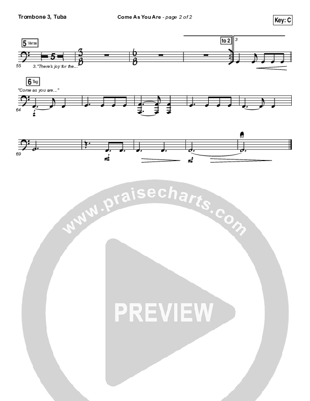 Come As You Are Trombone 3/Tuba (David Crowder)