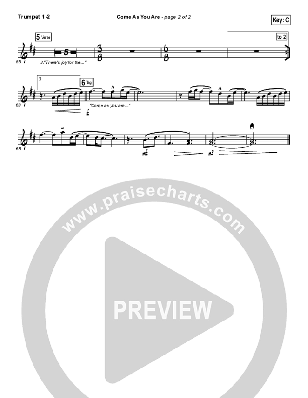 Come As You Are Trumpet 1,2 (David Crowder)