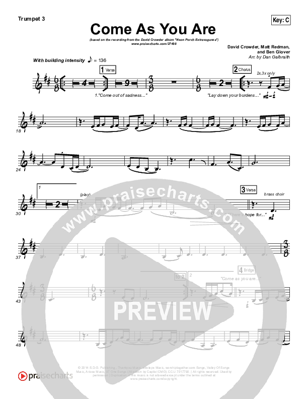 Come As You Are Trumpet 3 (David Crowder)