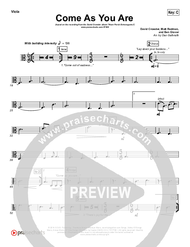 Come As You Are Viola (David Crowder)