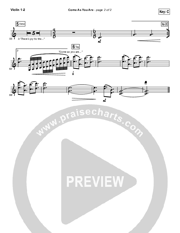 Come As You Are Violin 1/2 (David Crowder)