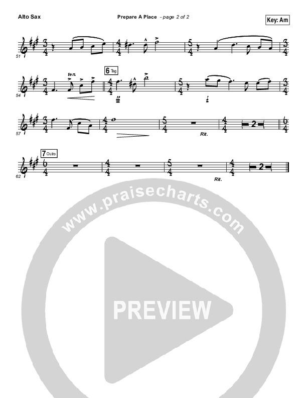 Prepare A Place Alto Sax (Michael W. Smith / Christine Dente)
