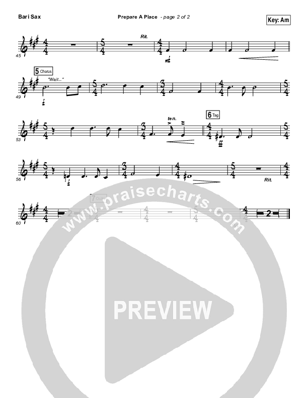 Prepare A Place Bari Sax (Michael W. Smith / Christine Dente)