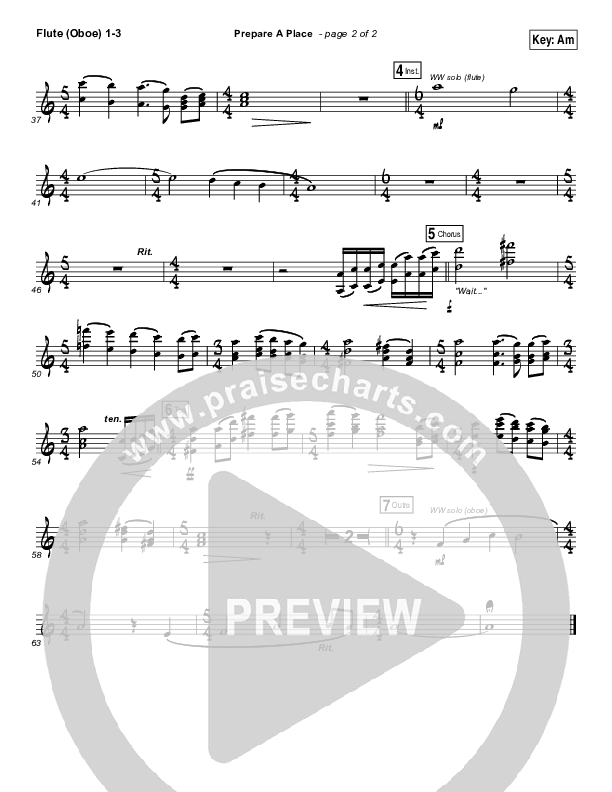 Prepare A Place Flute/Oboe 1/2/3 (Michael W. Smith / Christine Dente)