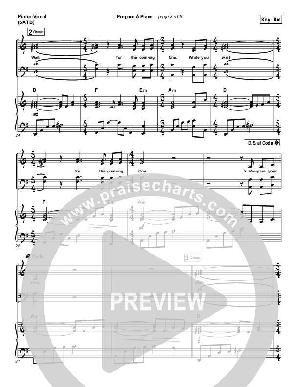 Prepare A Place Piano/Vocal Pack (Michael W. Smith / Christine Dente)