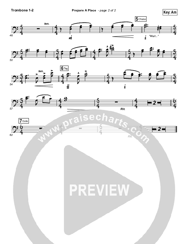 Prepare A Place Trombone 1/2 (Michael W. Smith / Christine Dente)