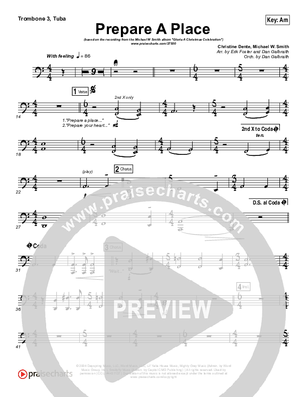 Prepare A Place Trombone 3/Tuba (Michael W. Smith / Christine Dente)