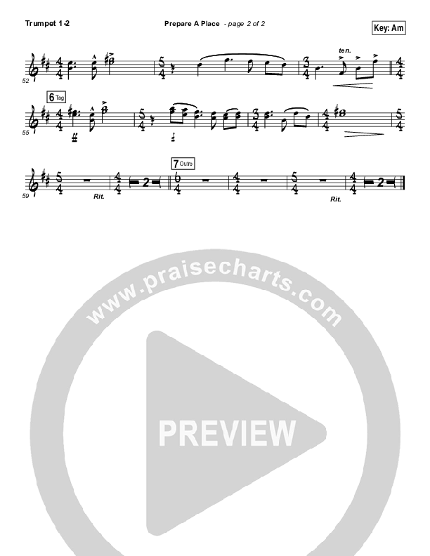 Prepare A Place Trumpet 1,2 (Michael W. Smith / Christine Dente)