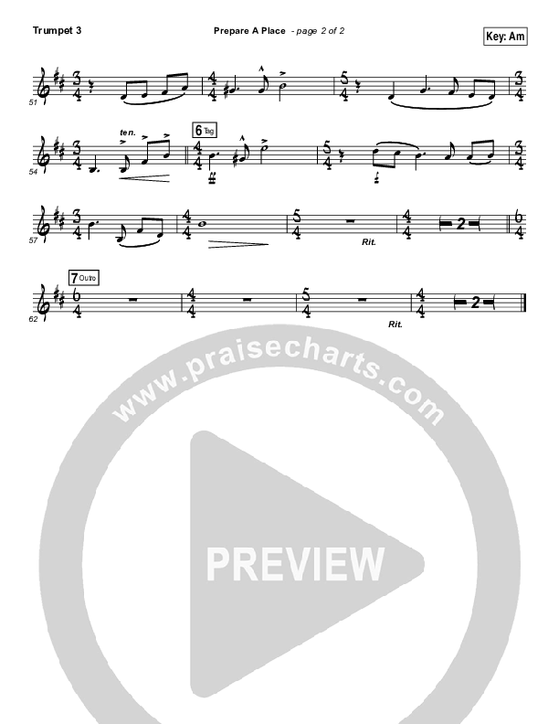 Prepare A Place Trumpet 3 (Michael W. Smith / Christine Dente)
