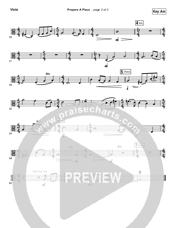 Prepare A Place Viola (Michael W. Smith / Christine Dente)
