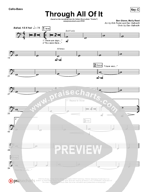 Through All Of It Cello/Bass (Colton Dixon)
