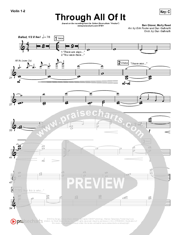 Through All Of It Violin 1/2 (Colton Dixon)