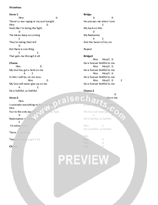 Victorious Chords & Lyrics (Nicole Grote / A Thousand Hills Music)