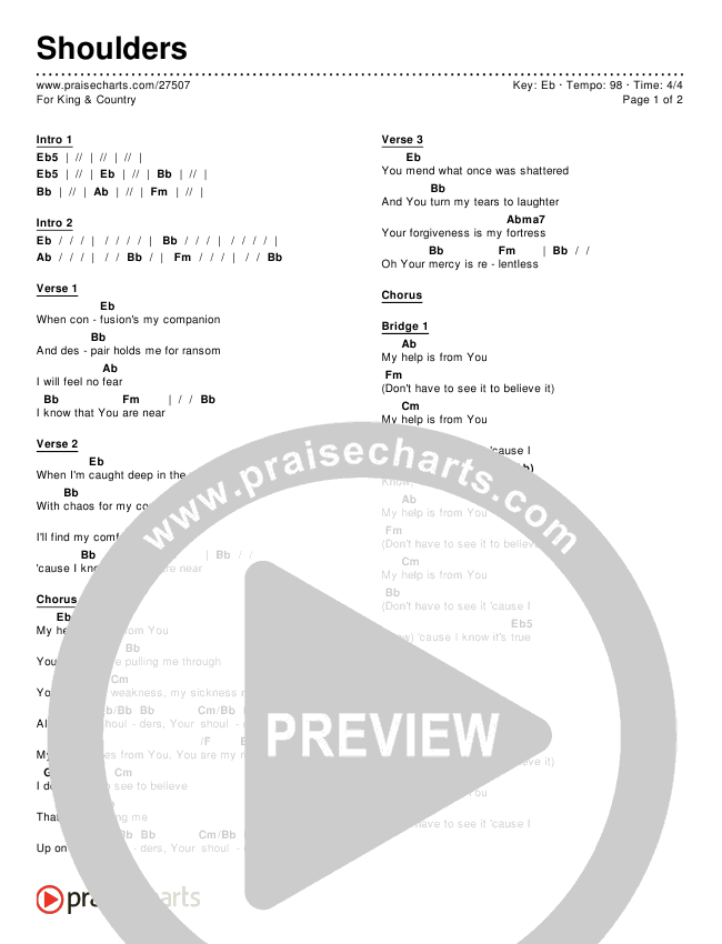 Shoulders Chords & Lyrics (for KING & COUNTRY)