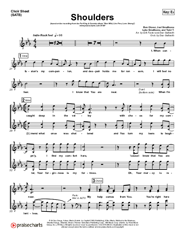 Shoulders Choir Vocals (SATB) (for KING & COUNTRY)
