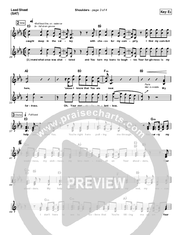 Shoulders Lead Sheet (SAT) (for KING & COUNTRY)