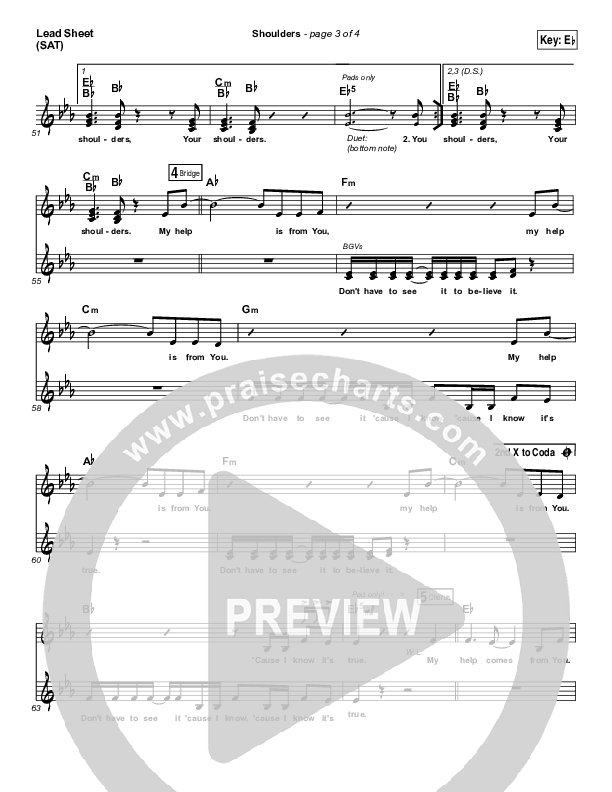 Shoulders Lead Sheet (SAT) (for KING & COUNTRY)