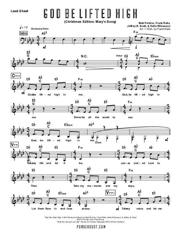God Be Lifted High (Mary's Song) Lead & Piano (Frank Ralls / Evalina Ralls)
