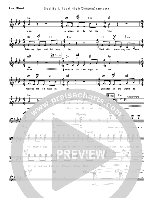 God Be Lifted High (Mary's Song) Lead Sheet (Frank Ralls / Evalina Ralls)