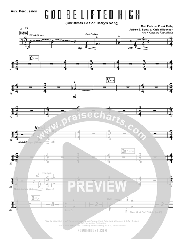 God Be Lifted High (Mary's Song) Percussion (Frank Ralls / Evalina Ralls)