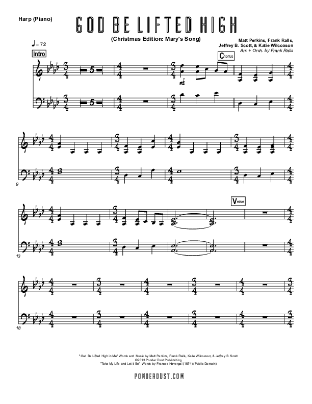 God Be Lifted High (Mary's Song) Piano Sheet (Frank Ralls / Evalina Ralls)