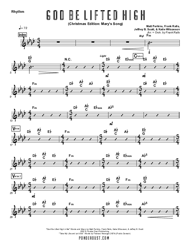 God Be Lifted High (Mary's Song) Rhythm Chart (Frank Ralls / Evalina Ralls)