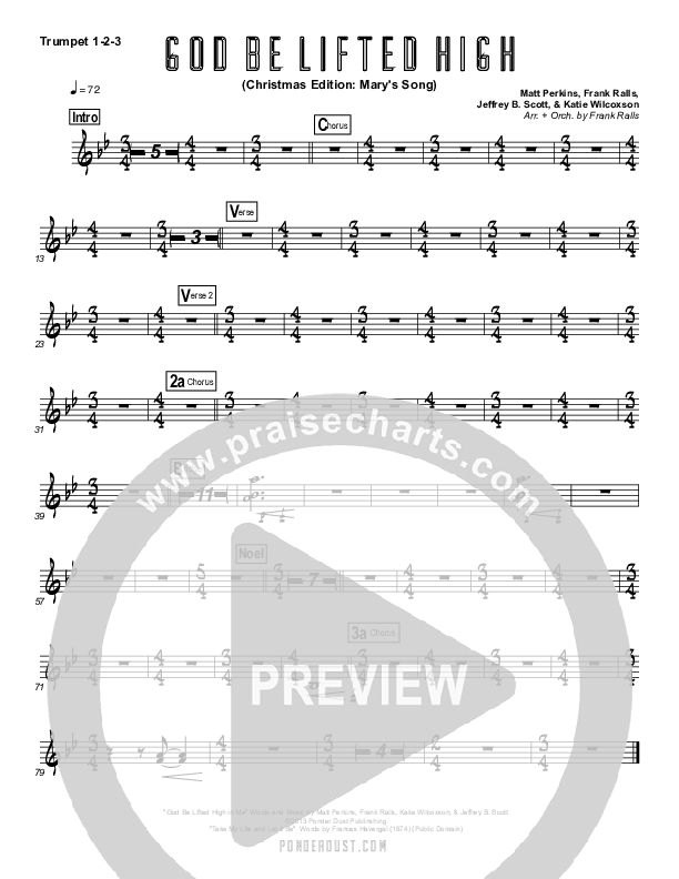 God Be Lifted High (Mary's Song) Trumpet 1/2/3 (Frank Ralls / Evalina Ralls)