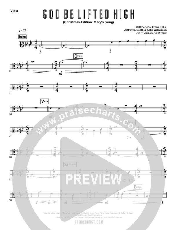 God Be Lifted High (Mary's Song) Viola (Frank Ralls / Evalina Ralls)