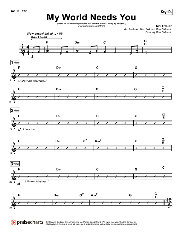 My World Needs You Acoustic Guitar (Kirk Franklin)