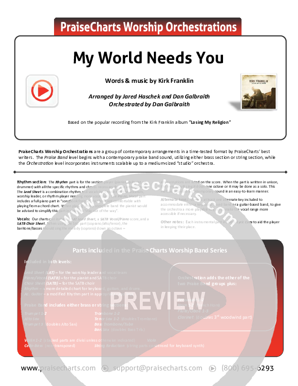 My World Needs You Cover Sheet (Kirk Franklin)