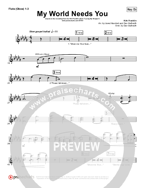 My World Needs You Flute/Oboe 1/2/3 (Kirk Franklin)