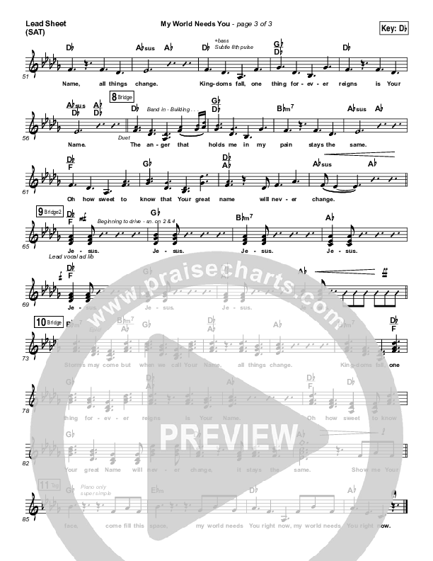 My World Needs You Lead Sheet (SAT) (Kirk Franklin)