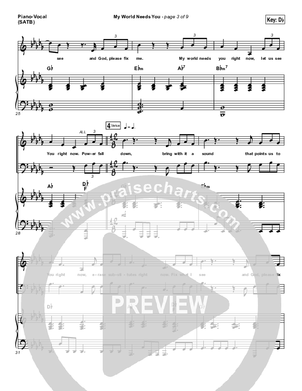 My World Needs You Piano/Vocal (SATB) (Kirk Franklin)