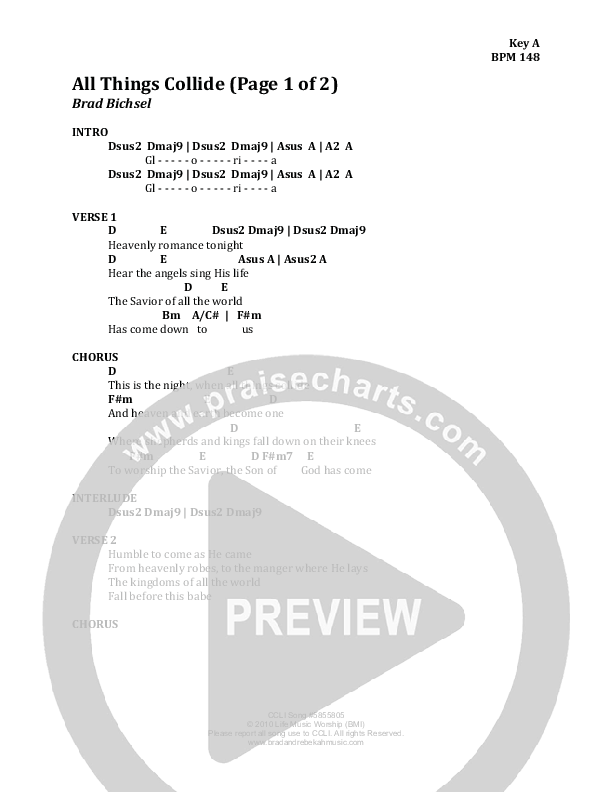 All Things Collide Chords & Lyrics (Brad & Rebekah)